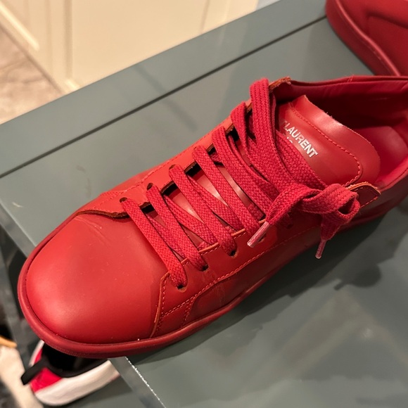Saint Laurent Men's Bold Red Sneakers (Rouge Eros) with BOX and duster - Picture 1 of 5